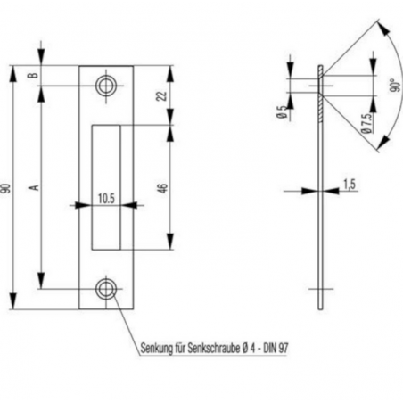 BKS Flachschließblech S4120028 für Riegelschlösser