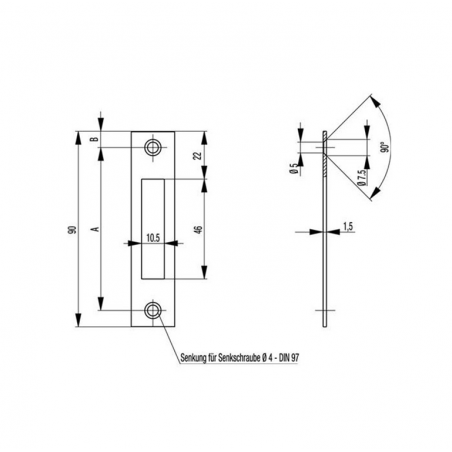 BKS Flachschließblech S4120017 für Riegelschlösser