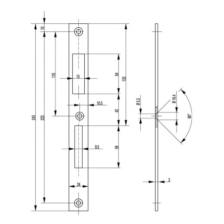 BKS Schließblech 4910025 für Rohrramenschlösser