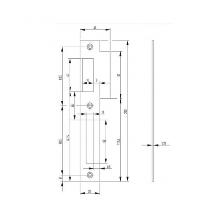 BKS Lappen Schließblech B9000 für 2154 für Stumpftüren