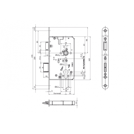 BKS Panikschloss B-2327E 2 Flügl. Türen 20/24 Dorn 55/60/65/80/100