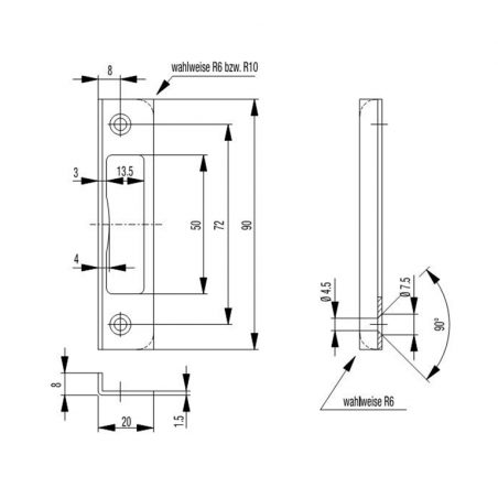 BKS Winkel Schließblech S400 für Fallenschloss B1307