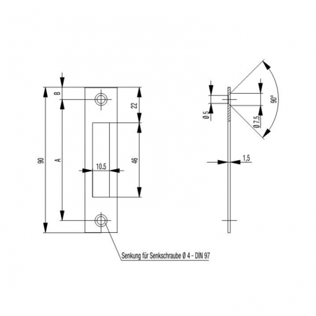 BKS Flach Schließblech S412  für Falztüren