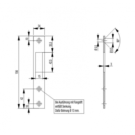BKS Flach Schließblech S448  für Schiebetüren