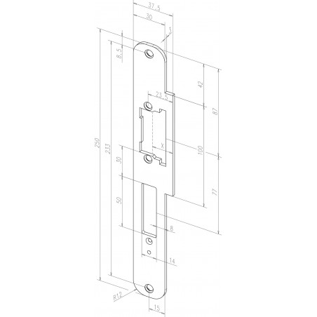 effeff Flachschließbleche ProFix® 1, vorgerüstet für Riegelschaltkontakt - Edelstahl 53435-0 DIN Uni