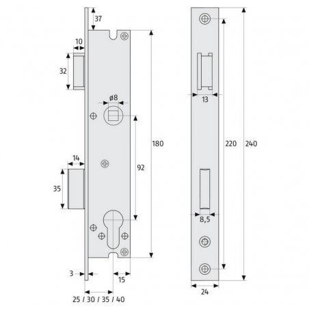 ABUS Rohrrahmenschloss RR35, Entf. 92mm, Dorn 35mm