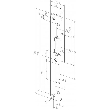effeff Flachschließblech ProFix® 2 mit Riegelausschnitt Edelstahl 76B35-01 DIN Uni