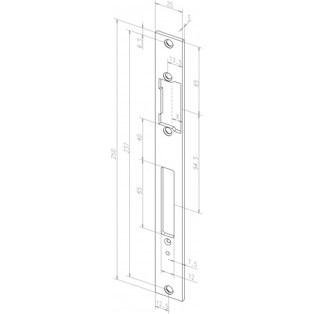 effeff Flachschließblech ProFix®2, vorgerüstet für Riegelschaltkontakt Edelstahl 71235-0 DIN Uni