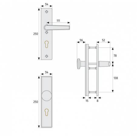 ABUS HLN414 F1 Türbeschlag  Wechselgarnitur 92/10
