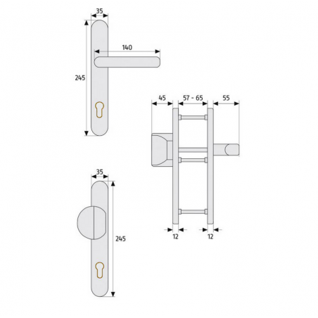 ABUS SRG92 F1 Schmalrahmenbeschlag  Wechselgarnitur Hauseingangstüren