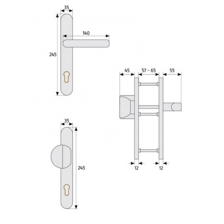 ABUS SRG92 Schmalrahmenbeschlag weiss Drücker/Drücker Hauseingangstüren