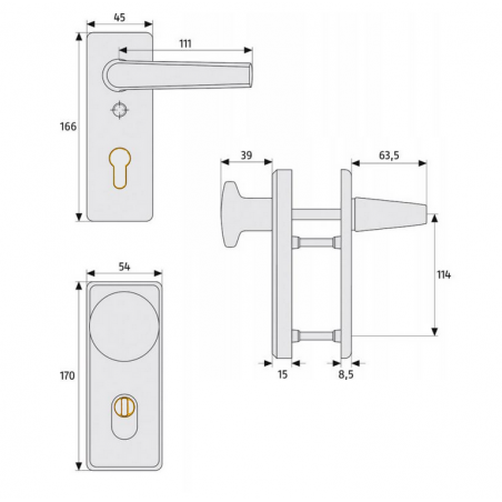 ABUS KKZS700 F4 Wechsel-Garnitur + Zylinderabdeckung  Wohnungsabschlusstüren