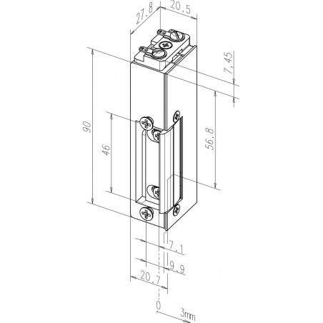 effeff Elektro Türöffner 1405SFF  Arbeitsstrom 14 für Zutrittskontrollanlagen in spiegelbildlicher Ausführung