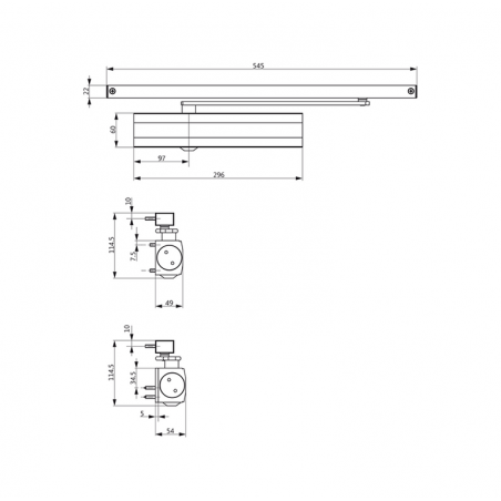 BKS OTS 633 Türschließerset Abdeckhaube, Gleitschiene inkl. Montageplatte