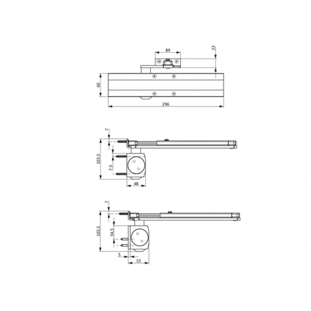 BKS OTS 536 Türschließerset Scherenarm, Abdeckhaube inkl. Montageplatte