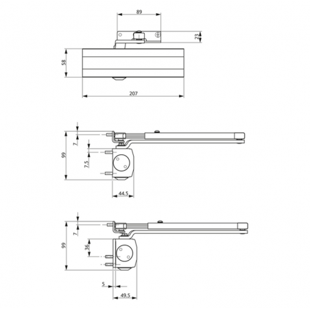 BKS OTS 210 Türschließerset Scherenarm inkl. Montageplatte