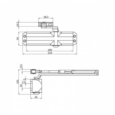 BKS OTS 134 Türschließerset Scherenarm inkl. Montageplatte