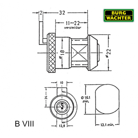 Hebelzylinder Burg-Wächter B VIII