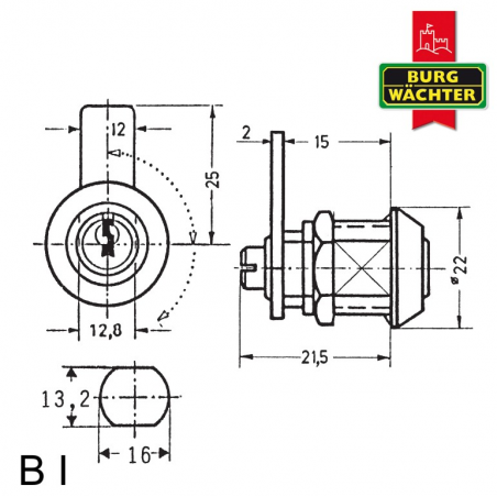 Zylinder-Hebelschloss Burg Wächter B I