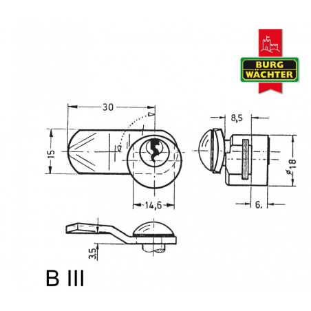 Zylinder-Hebelschloss Burg Wächter B III