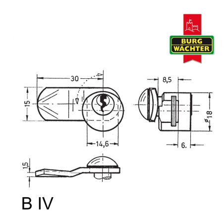 Zylinder-Hebelschloss Burg Wächter B IV