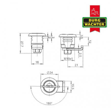 Zylinder-Hebelschloss Burg Wächter B XII
